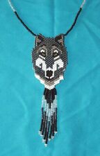 Wolf with Gold Eyes Beaded Necklace 30