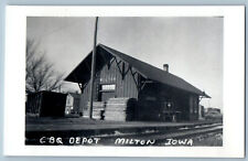 Milton Iowa IA Postcard View of CBQ Depot Station c1910 Unposted RPPC Photo picture