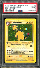 PSA 9 1st Edition Ampharos Holo Rare 1/64 Neo Revelation Pokemon Card MINT picture