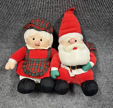 VTG 90’s Nylon Santa & Mrs. Claus Parachute Gibson Greeting 14” Christmas Plush picture