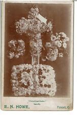 Vintage Memorial Grave Marker CABINET PHOTO Forest Ohio Floral Cross Young Lady picture