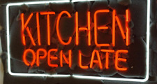 New Kitchen Open Late Beer Bar Neon Light Sign 24
