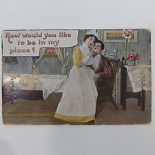 Vintage postcard 1914 How would you like to be in my place? Nurse patient picture