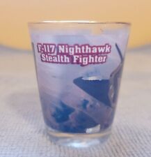 F 117 Nighthawk Stealth Fighter Shot Glass Aviation Photo Glass  picture