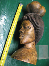 NATIVE  ETHNIC  CARVED  WOOD  TORSO  WOMEN  CARRYING   GOARD  ATOP  HER  HEAD picture