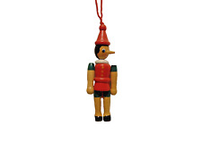 Vintage Wooden christmas Ornament Pinocchio Moveable 4