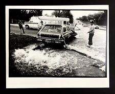 1989 Independence MO Station Wagon School Bus Collision Fire Hydrant Burst Photo picture
