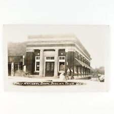 Dunlap First National Bank RPPC Postcard 1930s Iowa Bicycle Real Photo D1383 picture