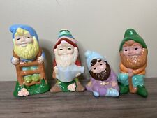 Ceramic Hand Painted Garden Gnomes Elves Statues Figurines Set Of 4 picture