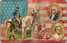 Patriotic Postcard Tuck George Washington Children Family Martha 124 JA22 picture