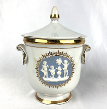Ucagco Jasperware Vintage Bowl Trinket Box With Lid Blue White Rare picture