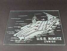 Vintage USS Nimitz CVN 68 Navy Air Craft Carrier Vessel Ship Etched Glass picture