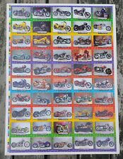 1993 THUNDER PRODUCTIONS Uncut Factory Sheet MOTORCYCLE TRADING CARDS #51-100 picture