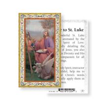 St. Luke with Prayer to Saint Luke - gold trim- Paperstock Holy Card picture