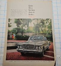 VTG Ephemera frameable Advertisement 1960s PLYMOUTH Car ad 13.5