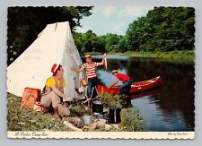 Postcard A Perfect Camp Site Camping Fishing Boating c1975 picture
