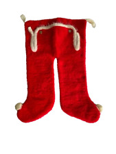 Vintage 1960s Red faux Fur Santa Pants Christmas Stocking Pom Pom Feet Button picture