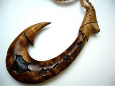 Genuine Koa Wood Hawaiian Jewelry Fish Hook Maori Hei Matau Pendant  #45016 picture
