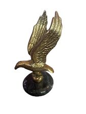 Vintage Solid Brass Eagle Sculpture Spread Wings Marble Base 5.5 “ picture