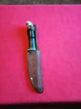 Vintage West-Cut USA Boulder Co Fixed Blade Knife with Leather Sheath Uncleaned  picture