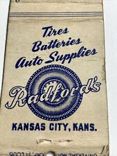 Radford Auto Service Battery Tires Supplies Matchbook Cover  Kansas City picture