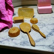 Vintage LaCoquette 6 Peice Celluloid Vanity Set Tray, Brush, Mirror picture