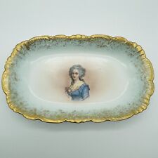 LIMOGES France Plate PORTRAIT MADAME ELISABETH ARTIST SIGNED Antique Oval 15.75” picture