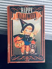 Happy Halloween Vintage Retro Witch Black Cat Faux Book Box Fake Spooky Fall picture
