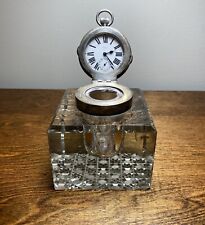 Antique Silver JD&S Pocket Watch Clock INKWELL Birmingham 1904 Nice England Read picture