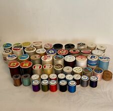 Mixed LOT OF 53 Plastic Spools of Sewing Thread Crafts Vintage Mercerized Poly picture