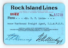 1912. ROCK ISLAND LINES. RAILROAD PASS picture
