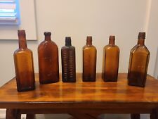 Antique 1800s Tonic Cure Glass Amber Bottles picture