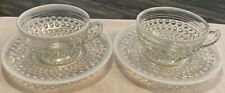 Set Of 2 Moonstone Hobnail Anchor Hocking Opalescent Cup and Saucer Sets picture