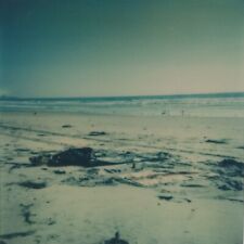 Vintage Polaroid Photo Sand Shore Beach Debris Blue Sky Water Found Art Snapshot picture