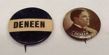Rare 1904 Charles Deneen Political Gubernatorial Campaign Pinback Button Pin Lot picture