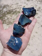 Lot of 4 Beautiful Blue Rough Sieber Agates. Pretty swirling colors V5 picture
