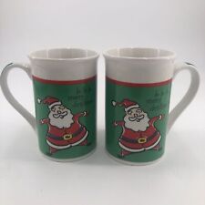 Holiday Mugs Two Total Royal Norfolk 12 oz Ho Ho Ho Merry Christmas Cocoa Coffee picture