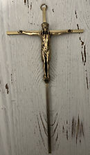 Vintage Crucifix Wall Metal  10” Hanging Religious INRI Relief gold Tone picture
