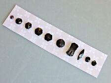 10 Antique Pressed Black & Amethyst Glass Sew-on Beads Faceted 3/16