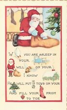 Santa Postcard - Santa with Bag of Presents 1930 picture