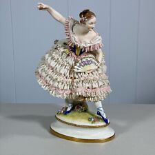 German Volkstedt Dresden Ballerina Fanny Elssler Porcelain Lace Figurine 12 picture