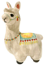 Llama Ceramic Figurine Handmade Hand Painted Signed Numbered 5” Tall picture