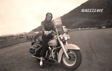 Vintage Biker Photo/Early 1950's/CLUB WOMAN ON HARLEY PANHEAD/4x6 B&W Reprint picture