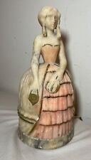 antique hand carved alabaster stone lady woman boudoir figural table lamp light picture