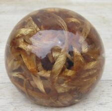 Vtg MYRTLEWOOD Lathe CHIPS in ACRYLIC/LUCITE BALL PAPERWEIGHT Coquille, Oregon picture