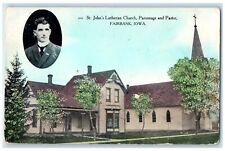 c1910's St. John's Lutheran Church Parsonage & Pastor Fairbank Iowa IA Postcard picture