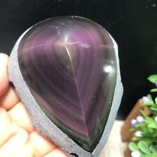 194g Rainbow Natural Obsidian Cat Eyes Quartz Crystal Heart shaped Healing 10 picture