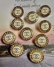 Set Lot of 10 Chanel CC Logo Stamped Button Buttons Ø 20 mm 0,79 Inch Vintage picture