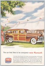 1949 Chrysler PLYMOUTH Woody Vintage Color Print Ad Whitewalls Chrome Covers picture