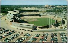 MILWAUKEE COUNTY STADIUM Wisconsin Postcard Air View BRAVES BASEBALL 1956 Cancel picture